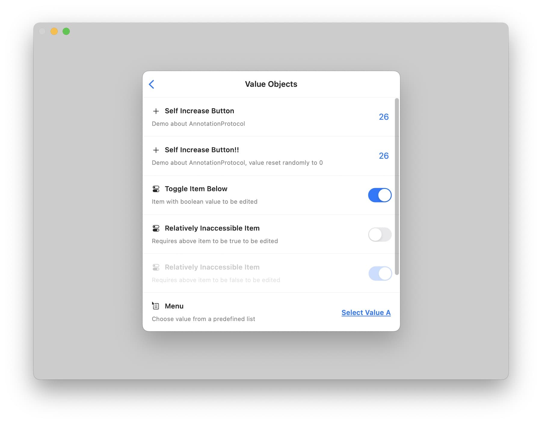 ConfigurableKit settings page demo